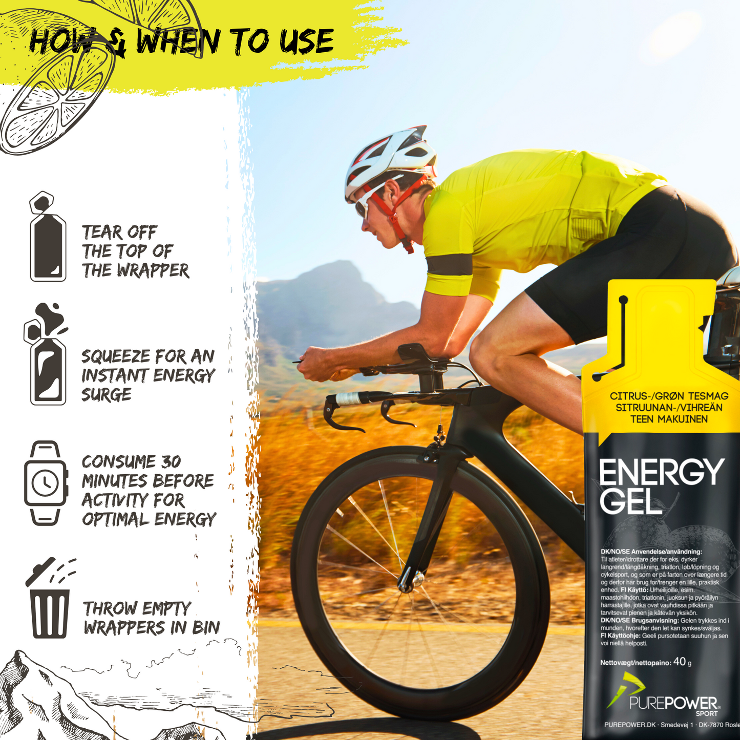 PurePower Energi gel Lemon Tea (40g) DATOVARE