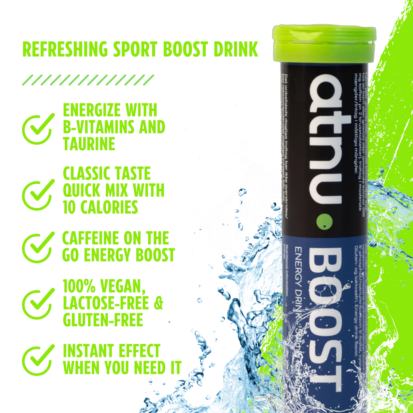 ATNU BOOST energi tabs med koffein (20 tabs)