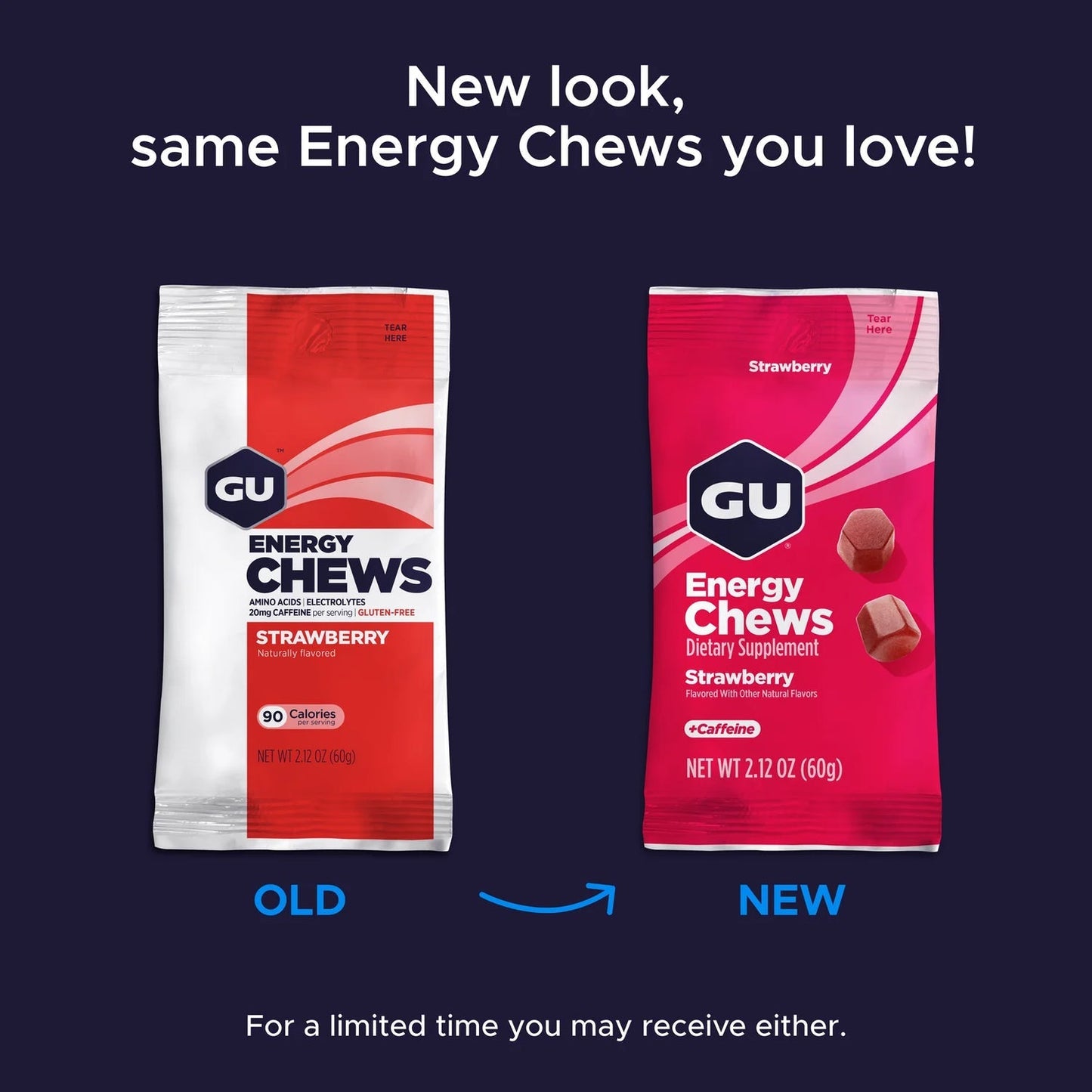 GU Energy Chews Strawberry med Koffein (60g)