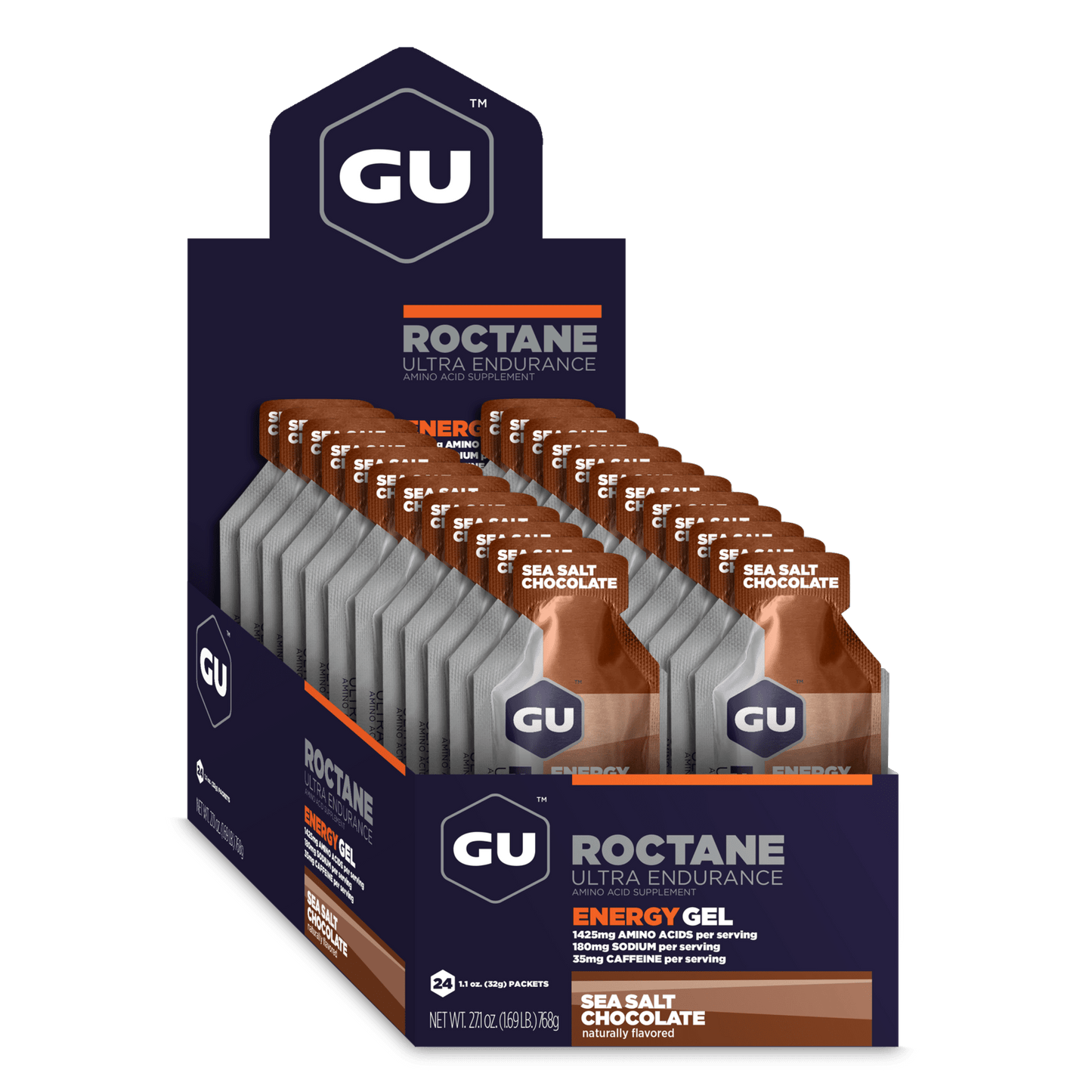 GU Energy Energigel Roctane Sea Salt Chocolate med koffein (24x32g)
