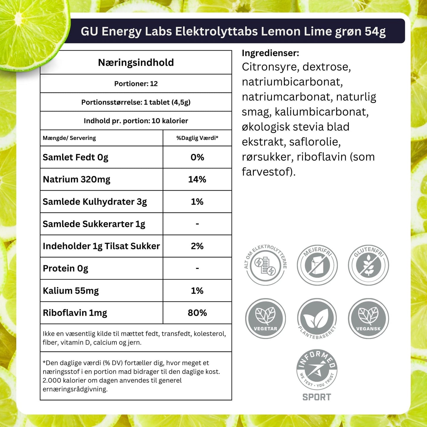 GU Energy Elektrolyttabs Lemon Lime (8 x 12 tabs) DATOVARE