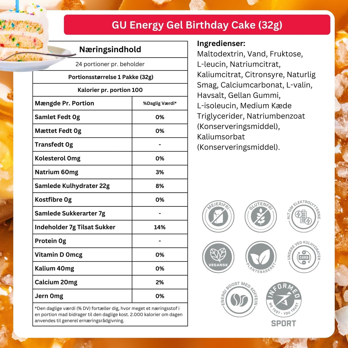 GU Energy Energigel Birthday Cake 32g - DATOVARE