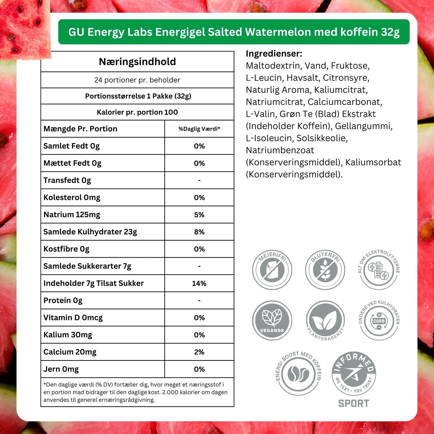 GU Energy Energigel Salted Watermelon med koffein 32g DATOVARE
