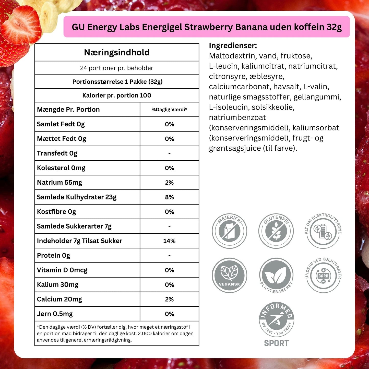 GU Energy Energigel Strawberry Banana 32g (288 stk. MASTER)