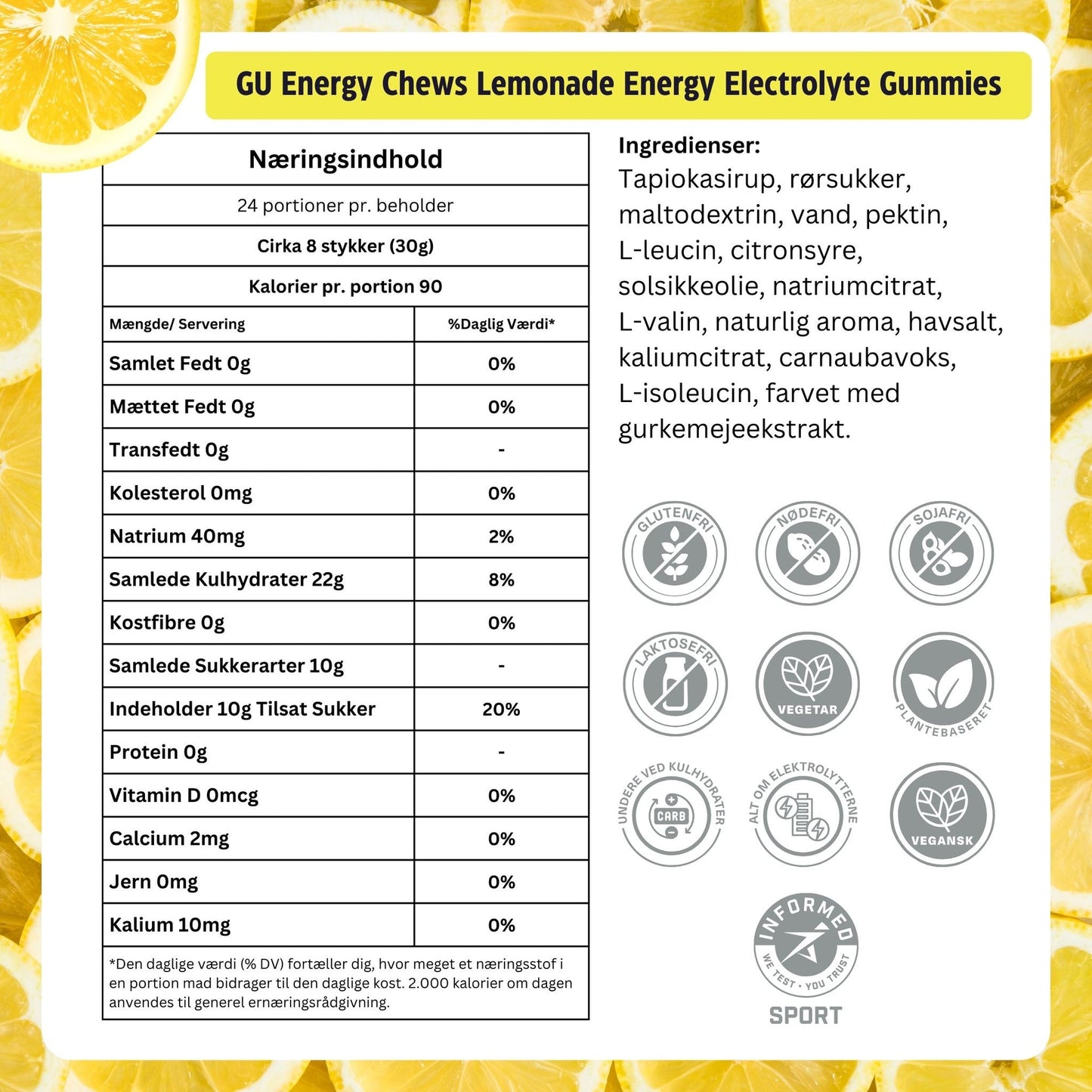 GU Energy Chews Lemonade (12 x 60g)
