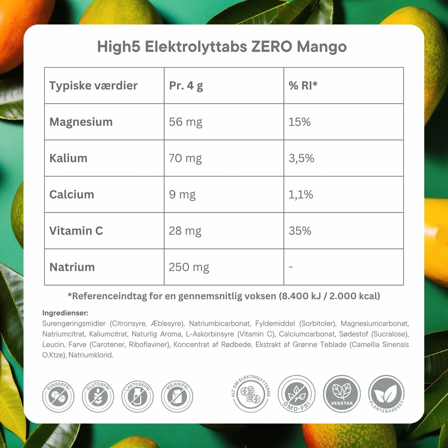 High5 Elektrolyttabs ZERO Mango (20 tabs) Datovare