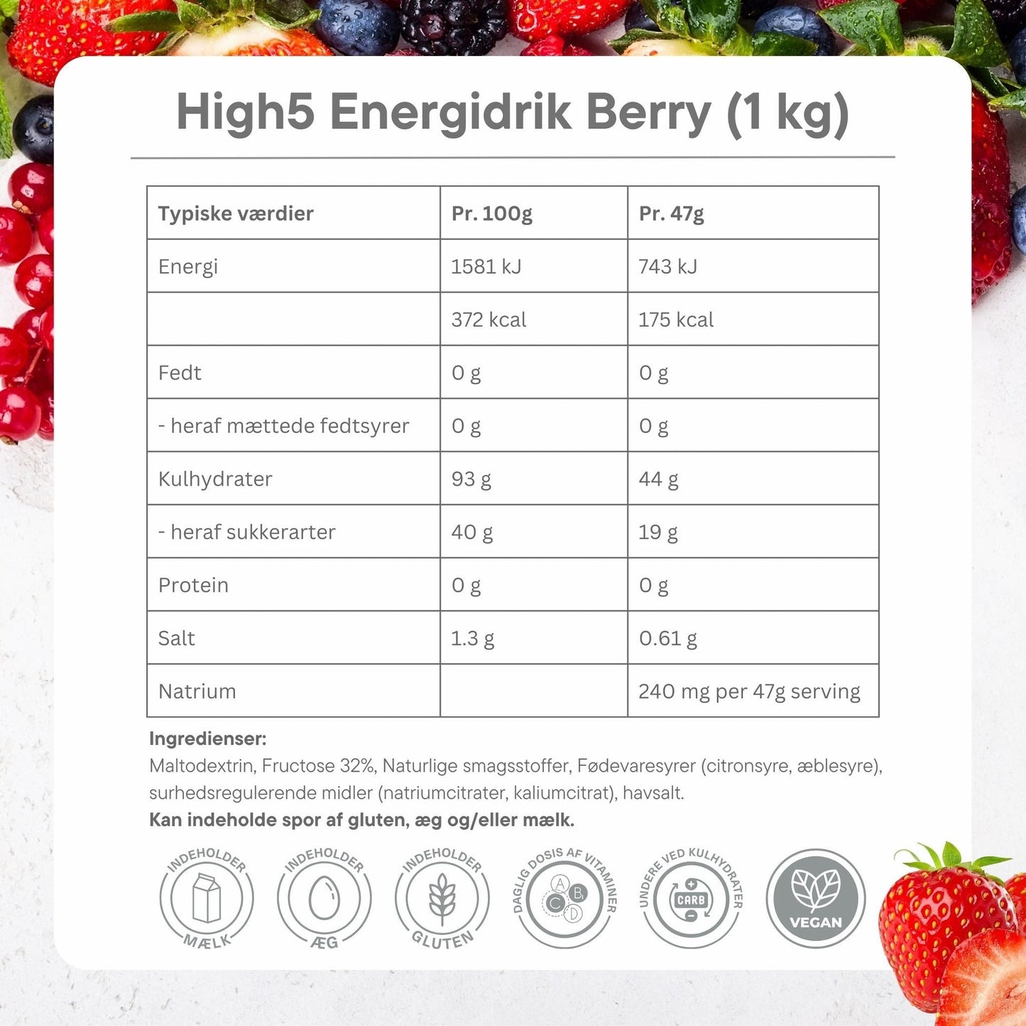 High5 Energidrik Berry (1 kg) Kommer pt i Pose
