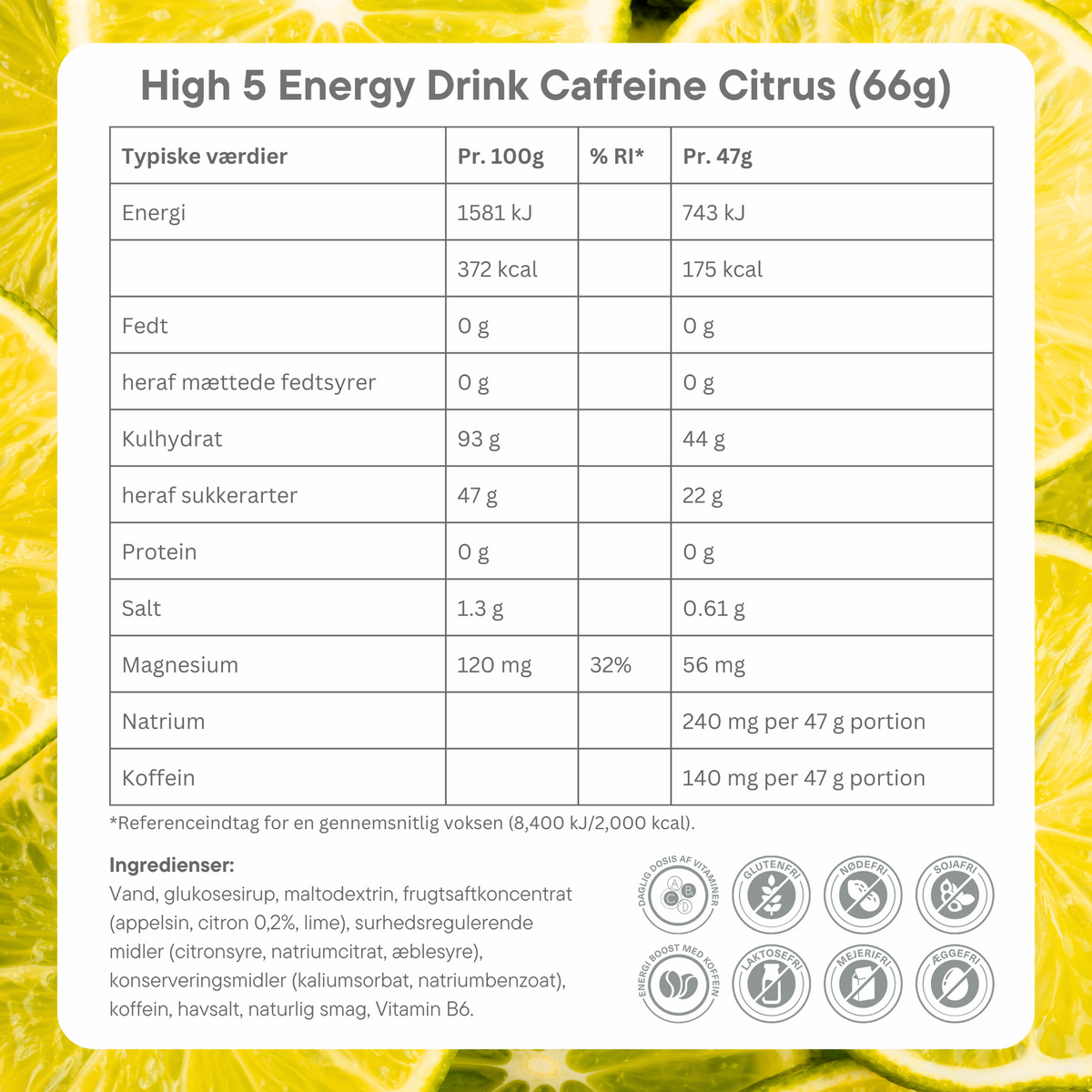 High5 Energigel Aqua Koffein Citrus (20 x 66g)