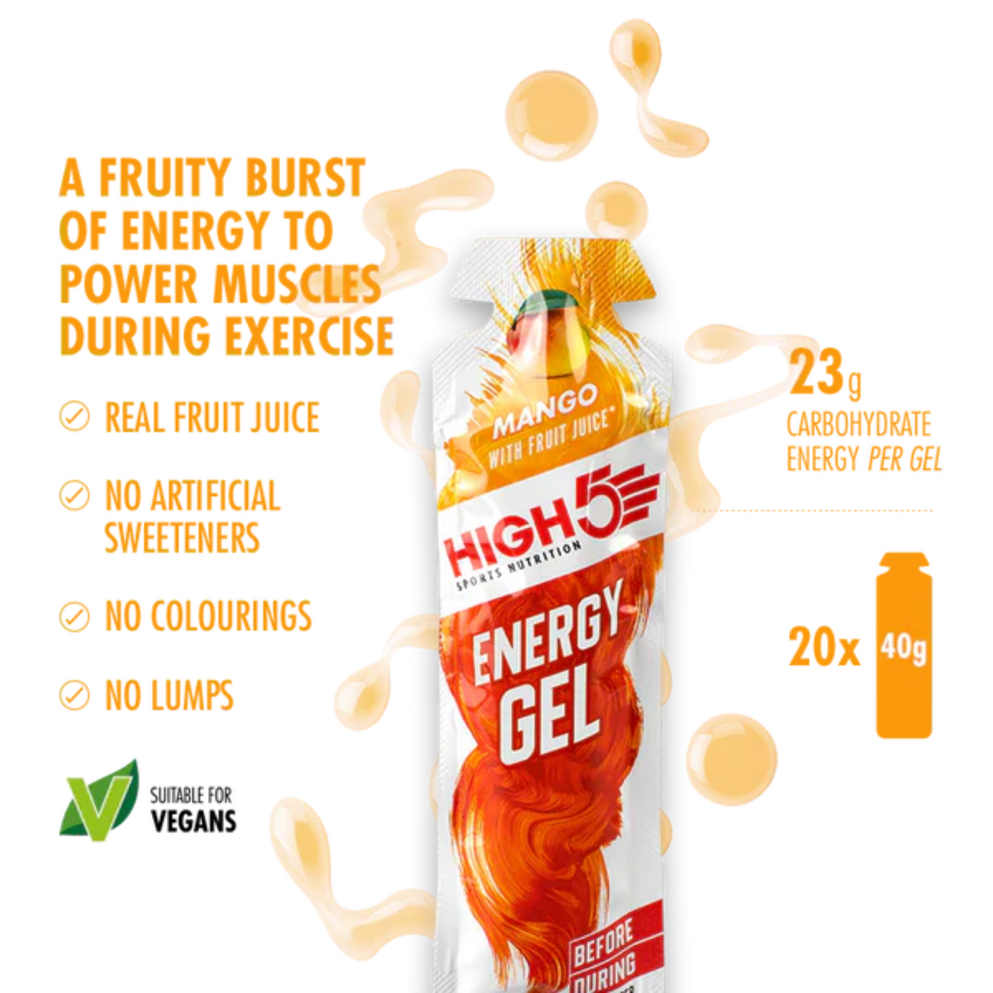 High5 Energigel Mango 40 g x 20 stk.