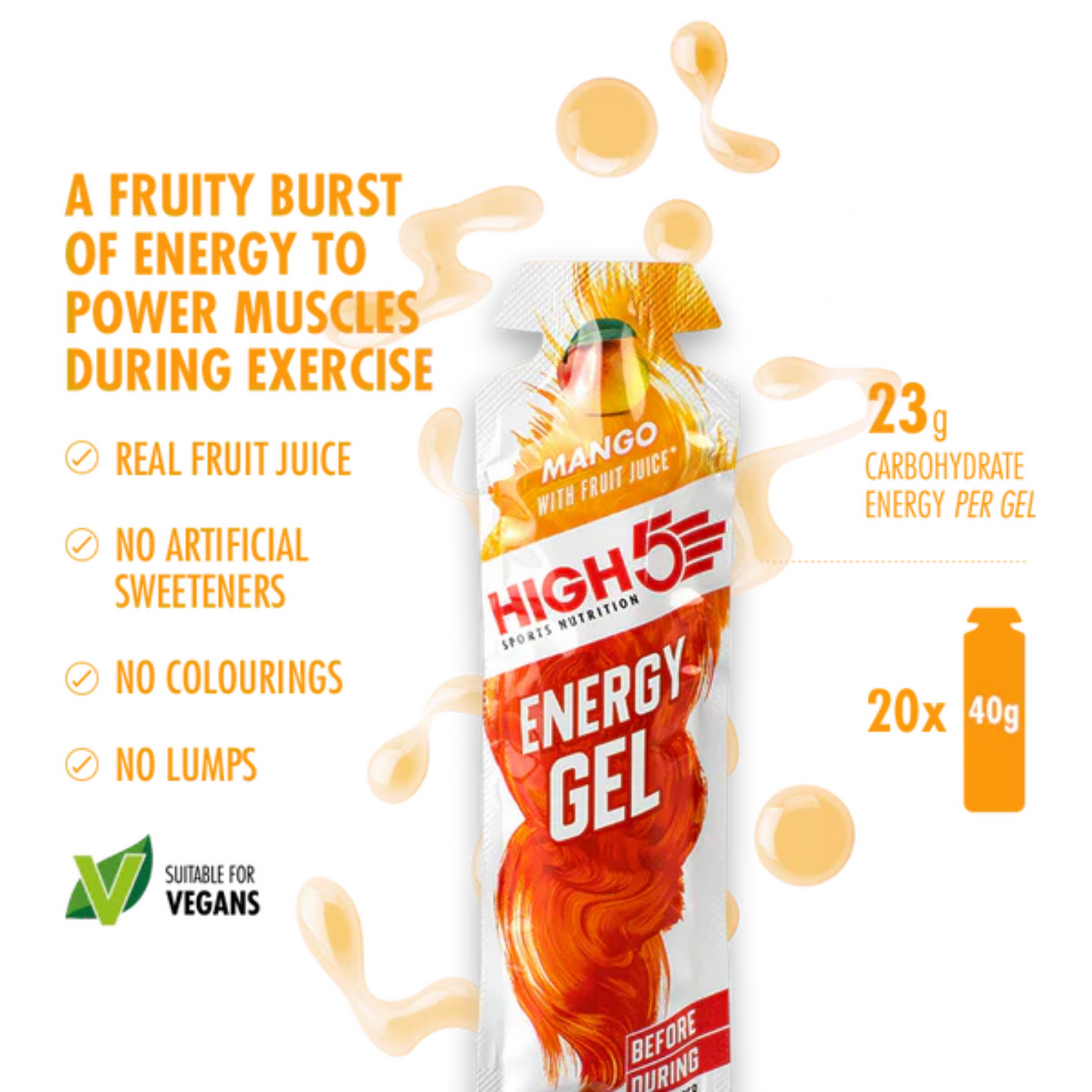 High5 Energigel Mango 40 g x 20 stk.