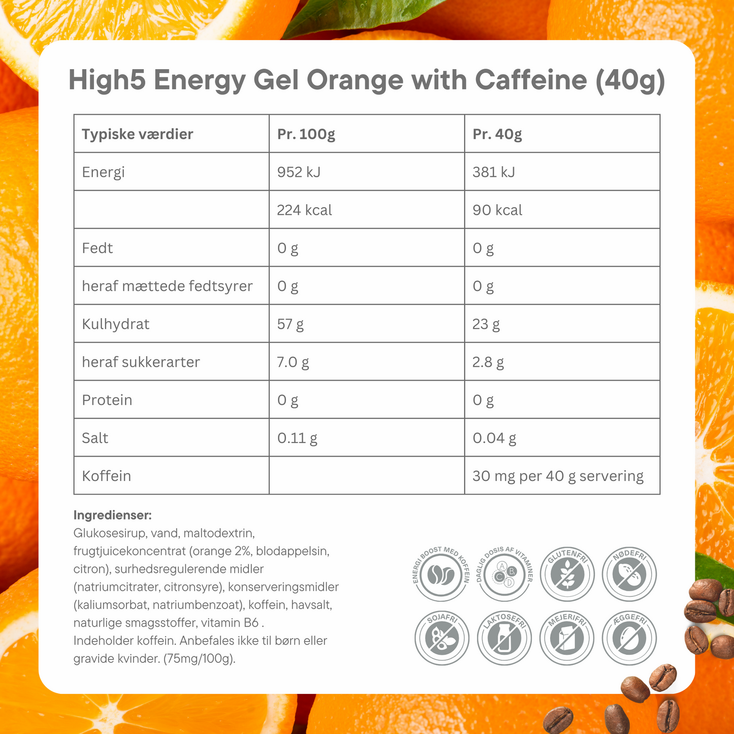 High5 Energigel Caffeine Orange (20x40g)