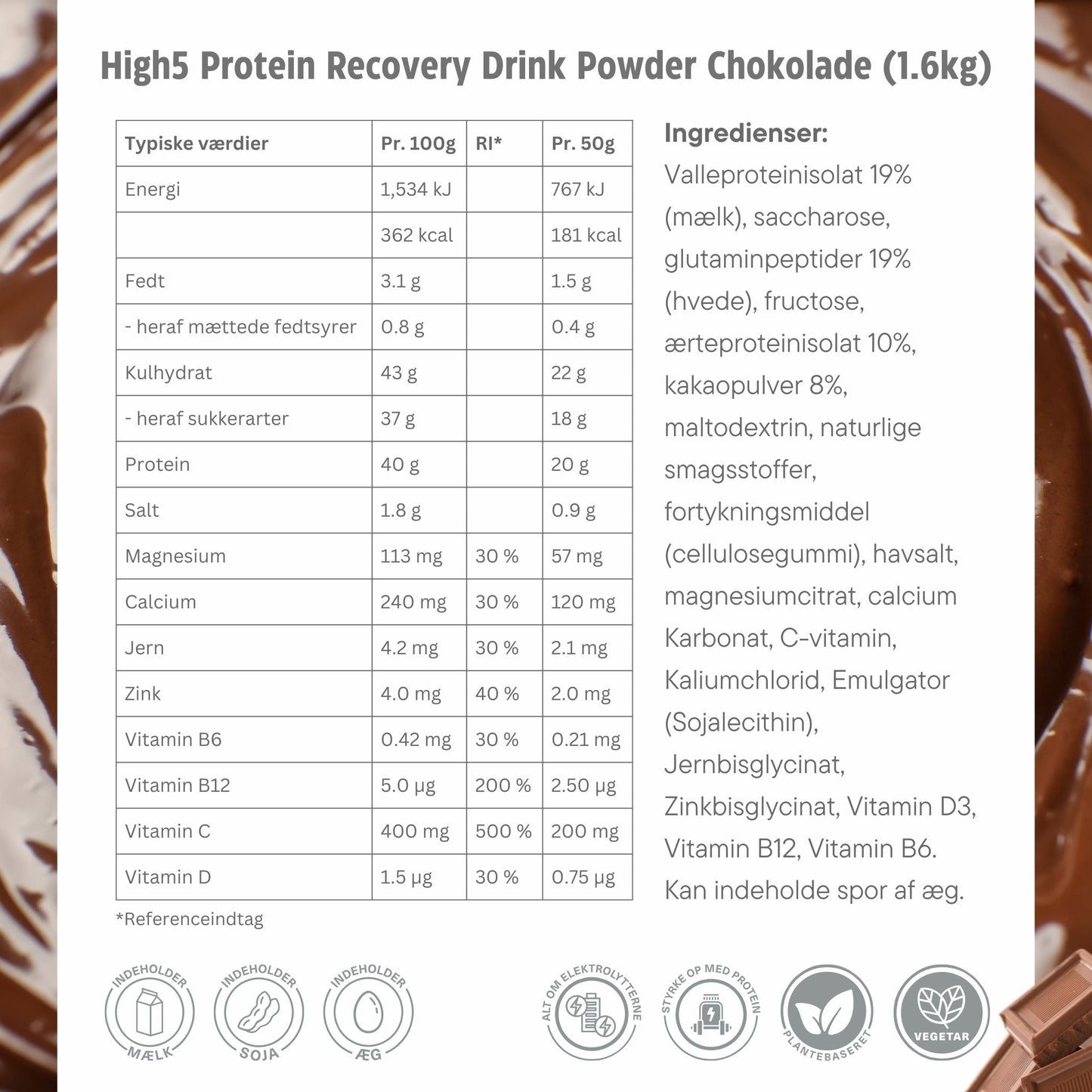 High5 Proteindrik Recovery Drink Powder Chokolade Milkshake (1600g)