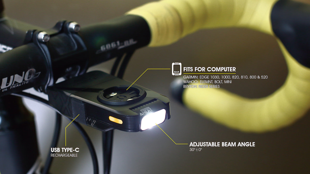 MOON Forlygte 400 lumen integreret computerholder