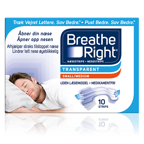 Breathe Right® Nasal strip – Sensitive Transparent 10 stk S/M