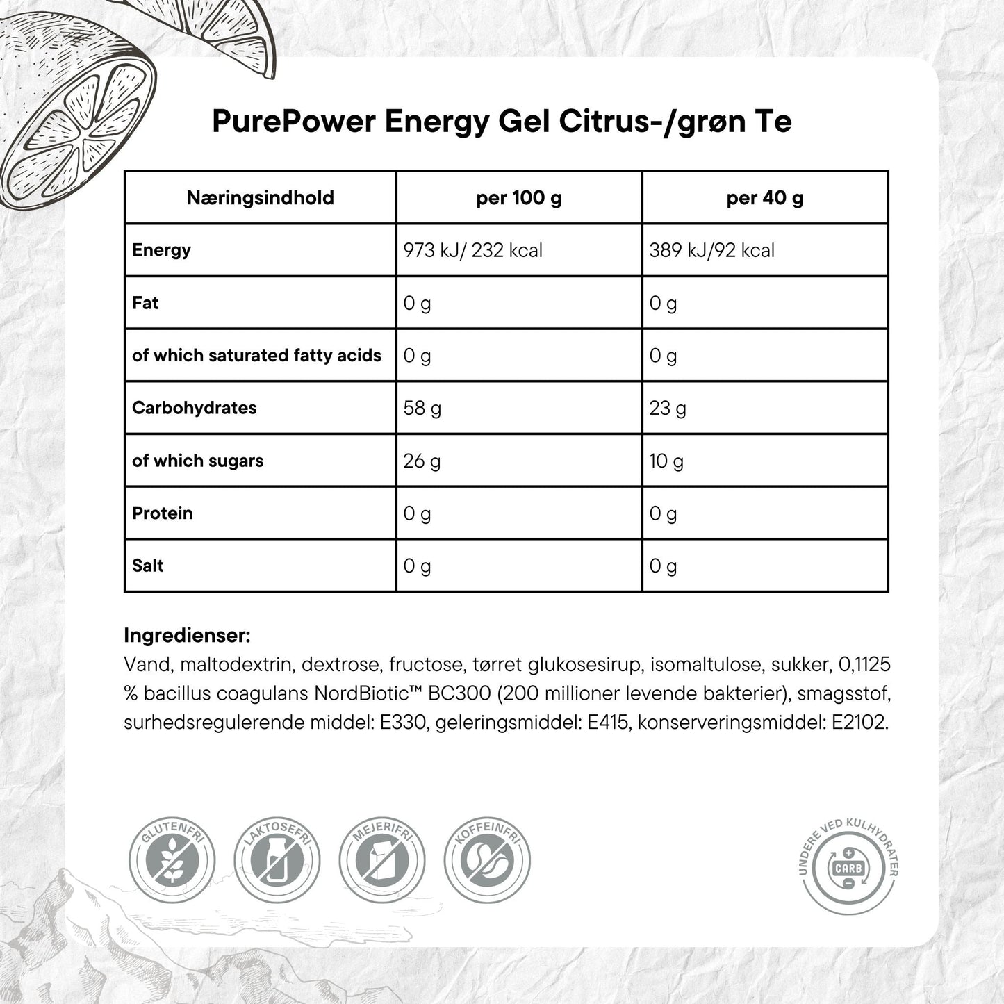 PurePower Energi gel Lemon Tea (40g) DATOVARE