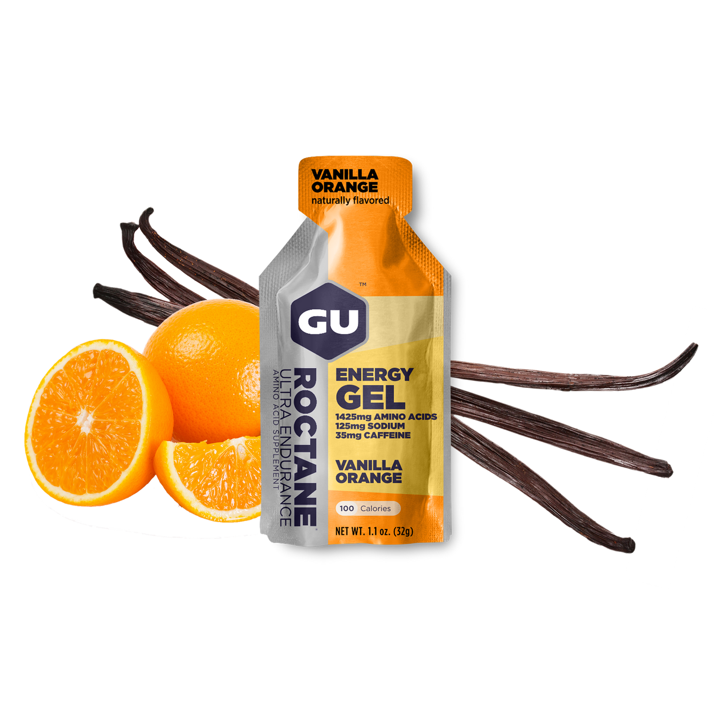GU Energy Energigel Roctane Vanilla Orange med Koffein (24 x 32g)