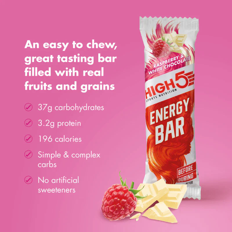 High5 Energibar Raspberry & White Chocolate (12 x 55g)