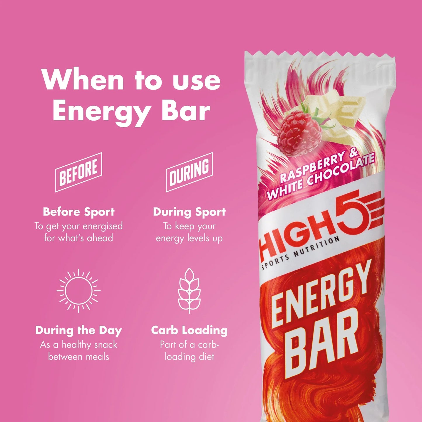 High5 Energibar Raspberry & White Chocolate (12 x 55g)