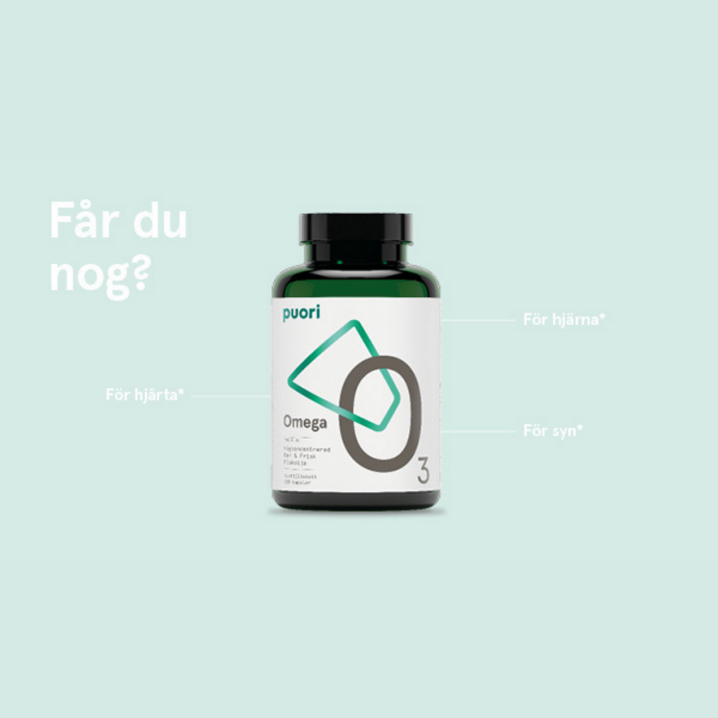 Puori Omega-3 Fiskeolie O3 (180 kapsler)