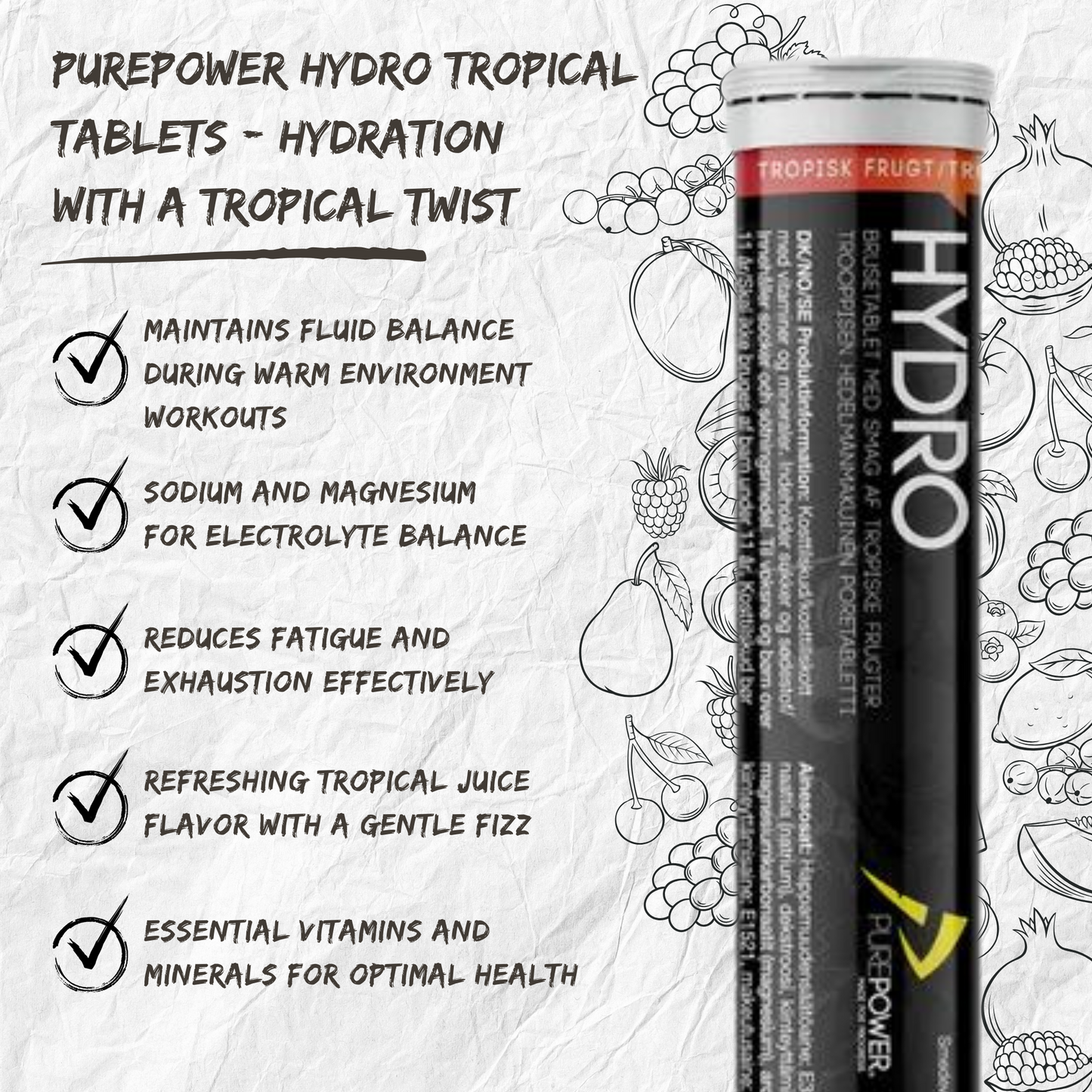 PurePower Elektrolyttabs Tropical (20 tabs) - DATOVARE