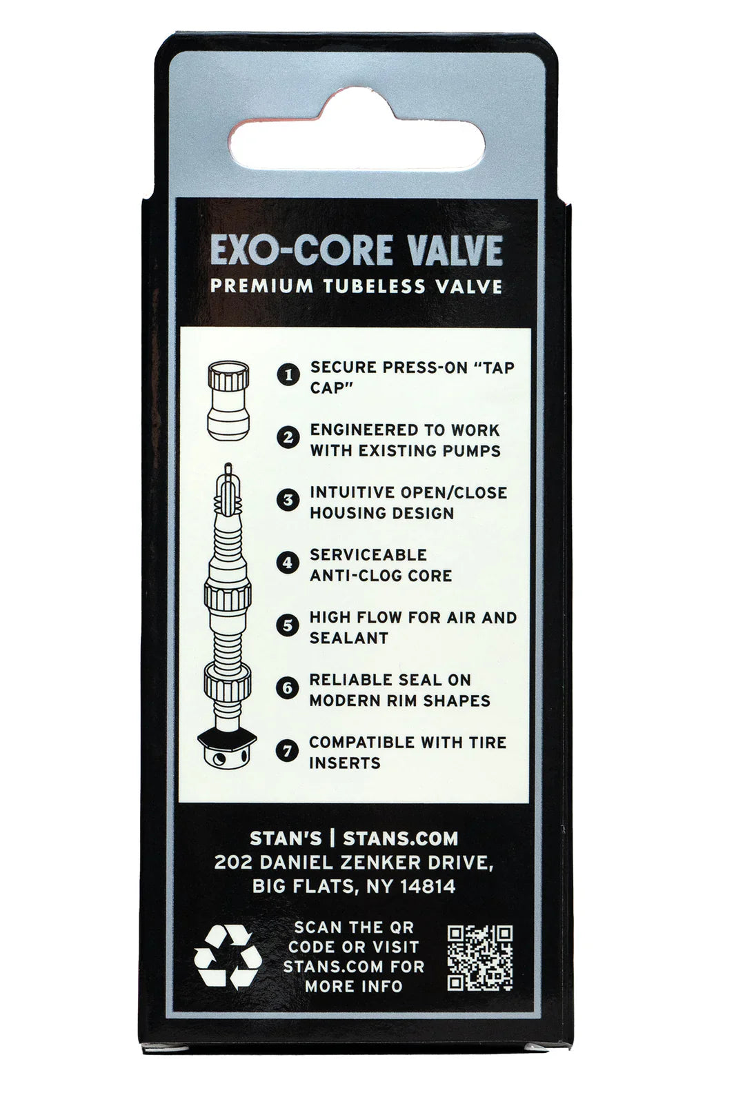 Stan's Tubeless ventilsæt Exo-Core Regular (Black)
