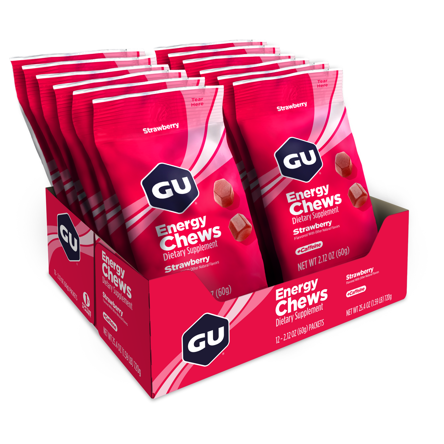GU Energy Chews Strawberry med Koffein (60g)