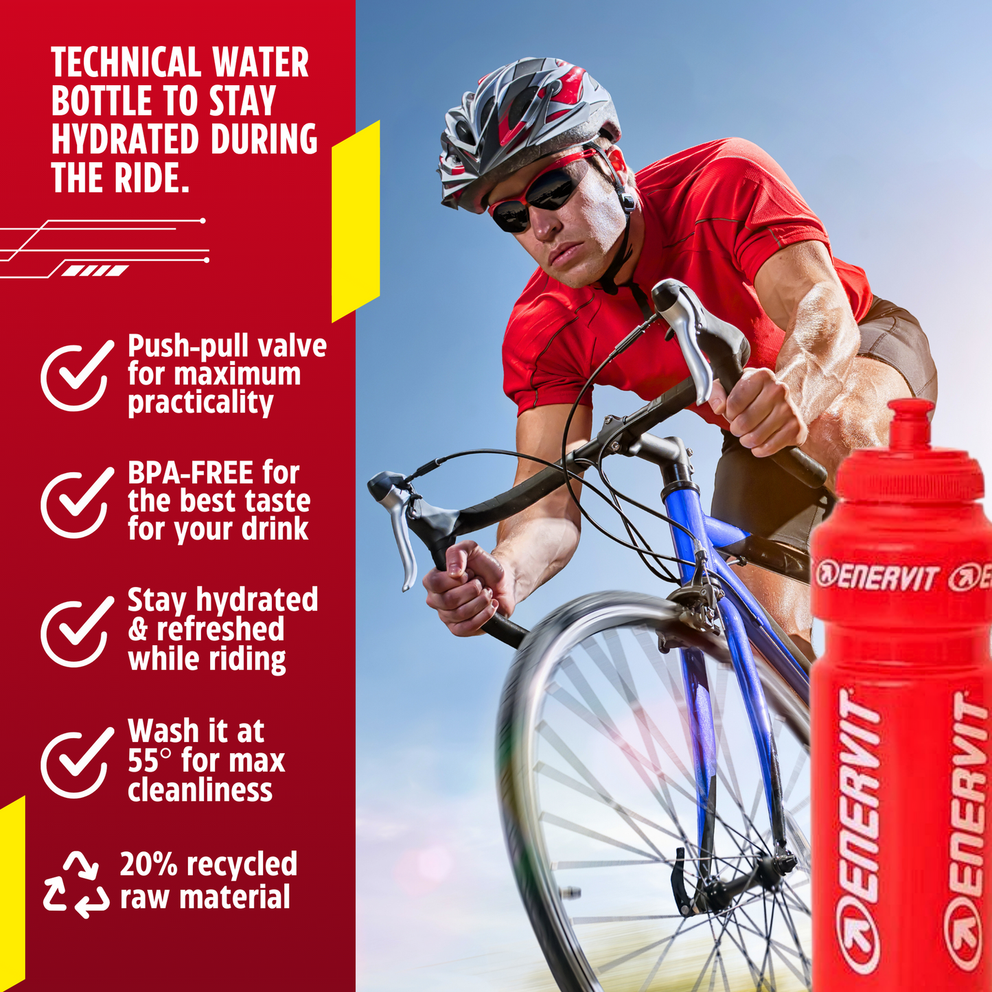 Enervit flaske 500 ml Rød