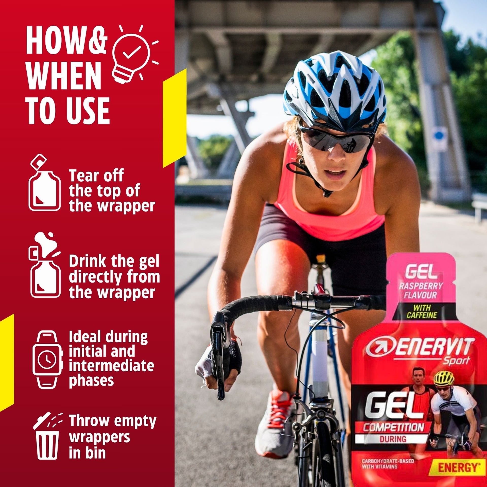 Enervit Energy Raspberry with Caffeine Gel 25ml - Instructions