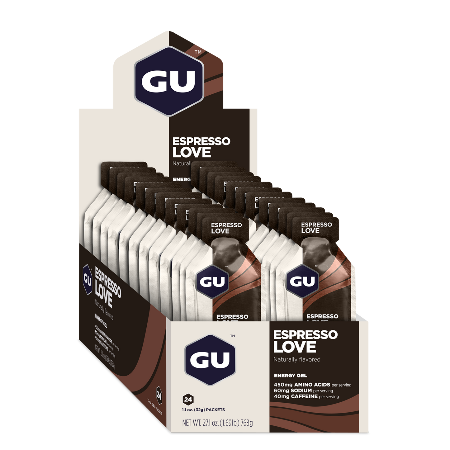 GU Energy Energigel Espresso Love med koffein (24 x 32g)