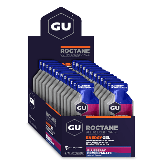 GU Energy Energigel Roctane Blueberry Pomegranate med koffein (24 x 32g)