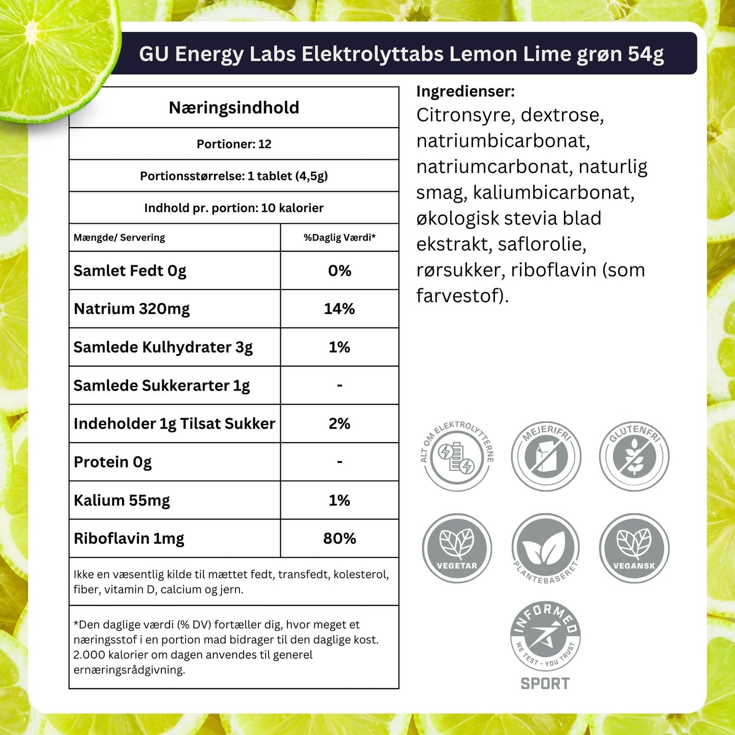 GU Energy Elektrolyttabs Lemon Lime (8 x 12 tabs)