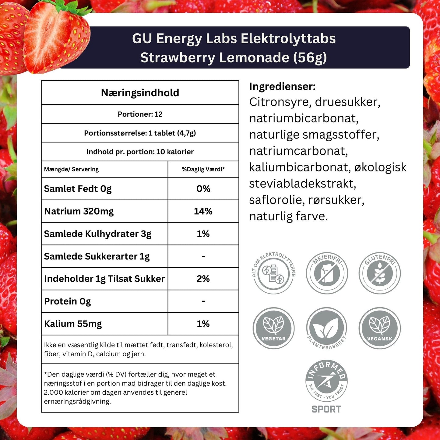 GU Energy Elektrolyttabs Strawberry Lemonade (8 x 12 tabs) DATOVARE