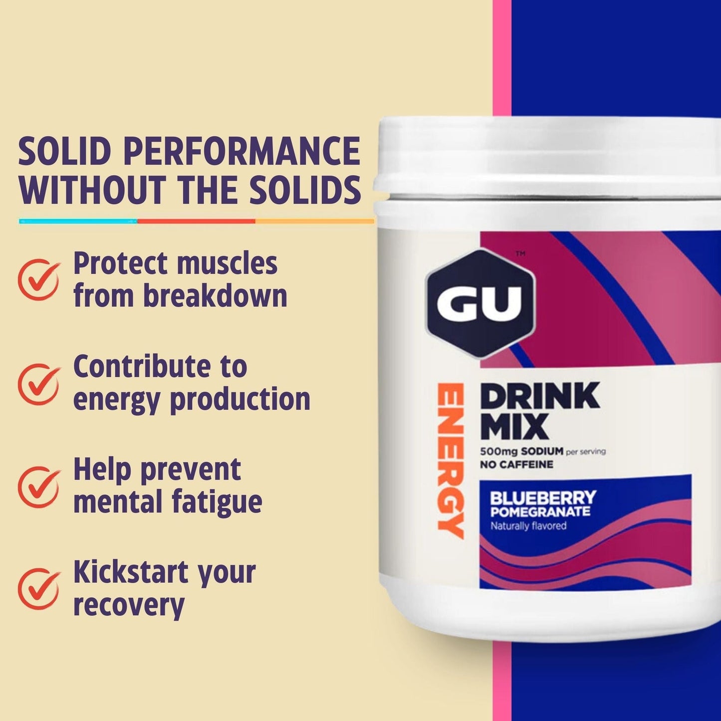 GU Energy Labs Energidrik Drink Mix Blueberry Pomegranate - 30 portioner - Benefits