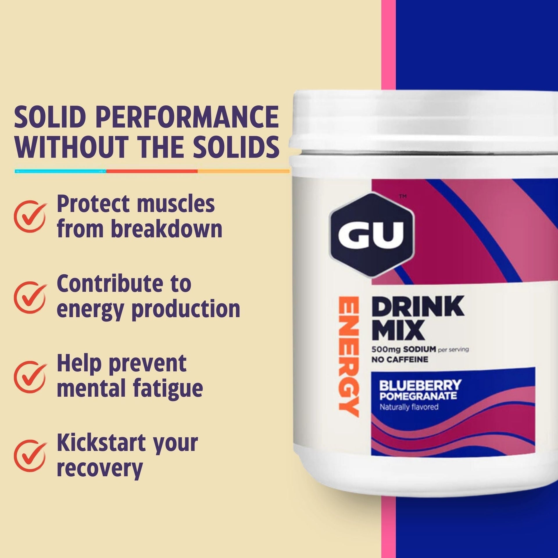 GU Energy Labs Energidrik Drink Mix Blueberry Pomegranate - 30 portioner - Benefits