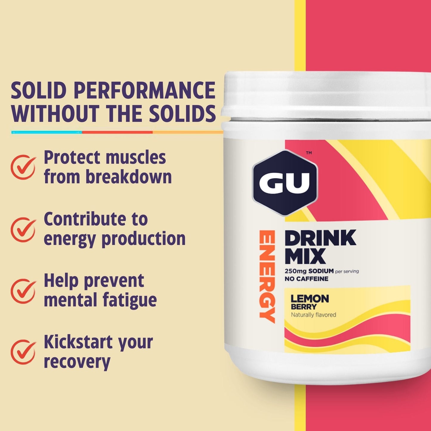 GU Energy Labs Energidrik Drink Mix Lemon Berry 30 portioner - Benefits