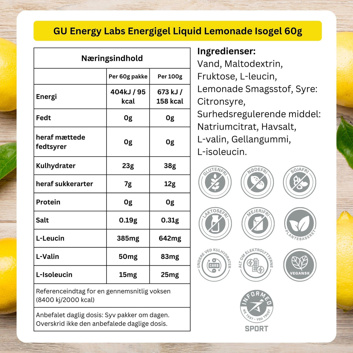 GU Energy Labs Energigel Liquid Lemonade 60g - 12 pack DATOVARE