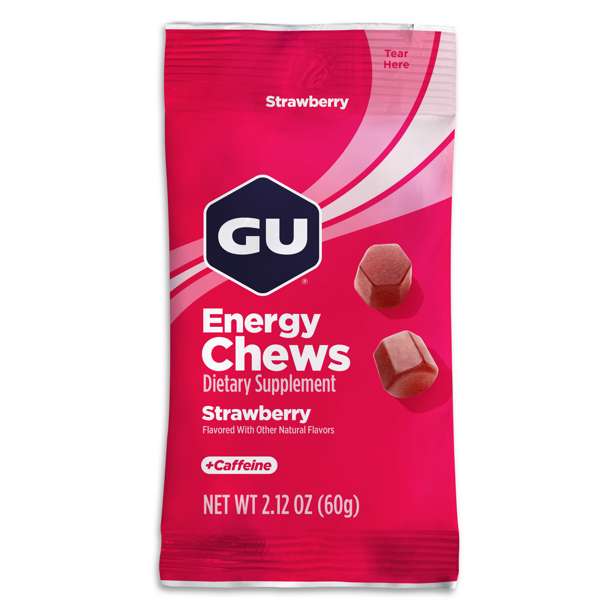 GU Energy Chews Strawberry med Koffein (12 x 60g)