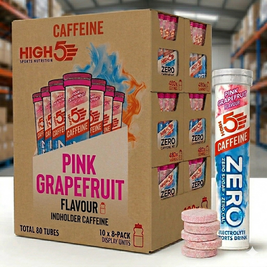 High5 Elektrolyttabs ZERO Pink Grapefruit Caff  10x 8-PACK = 80 TUBES TOTAL Datovare kasse