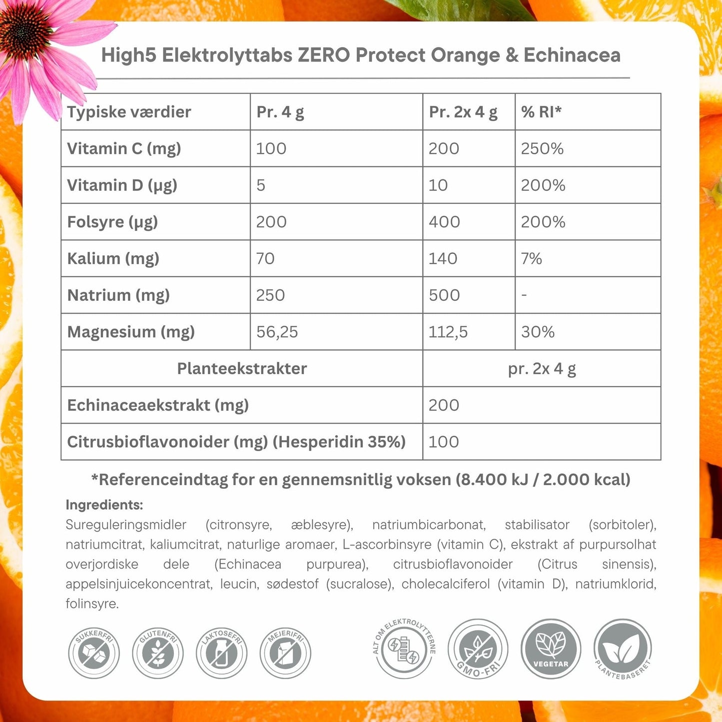 High5 Elektrolyttabs ZERO Protect Orange & Echinacea (8x20 tabs)