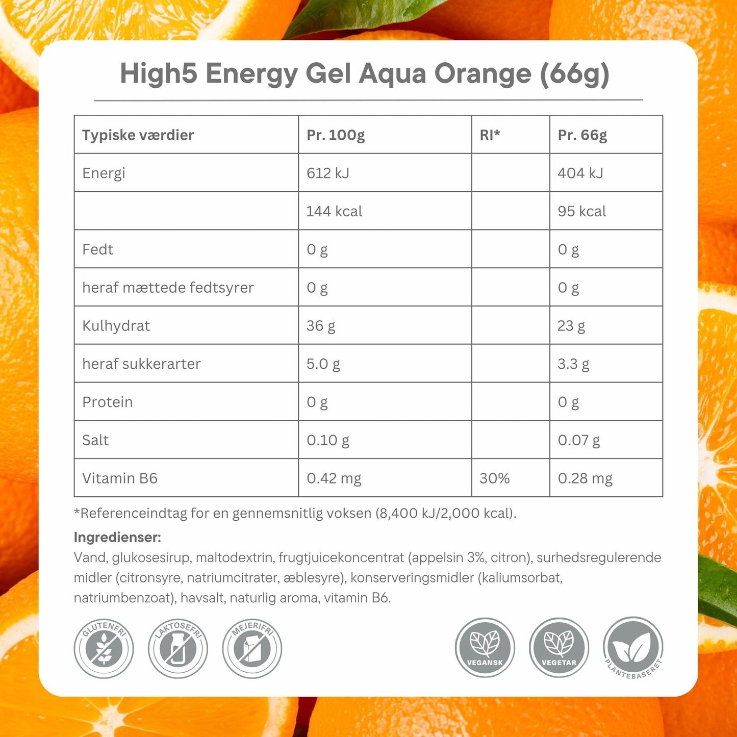 High5 Energigel Aqua Orange 5x66 g Datovare