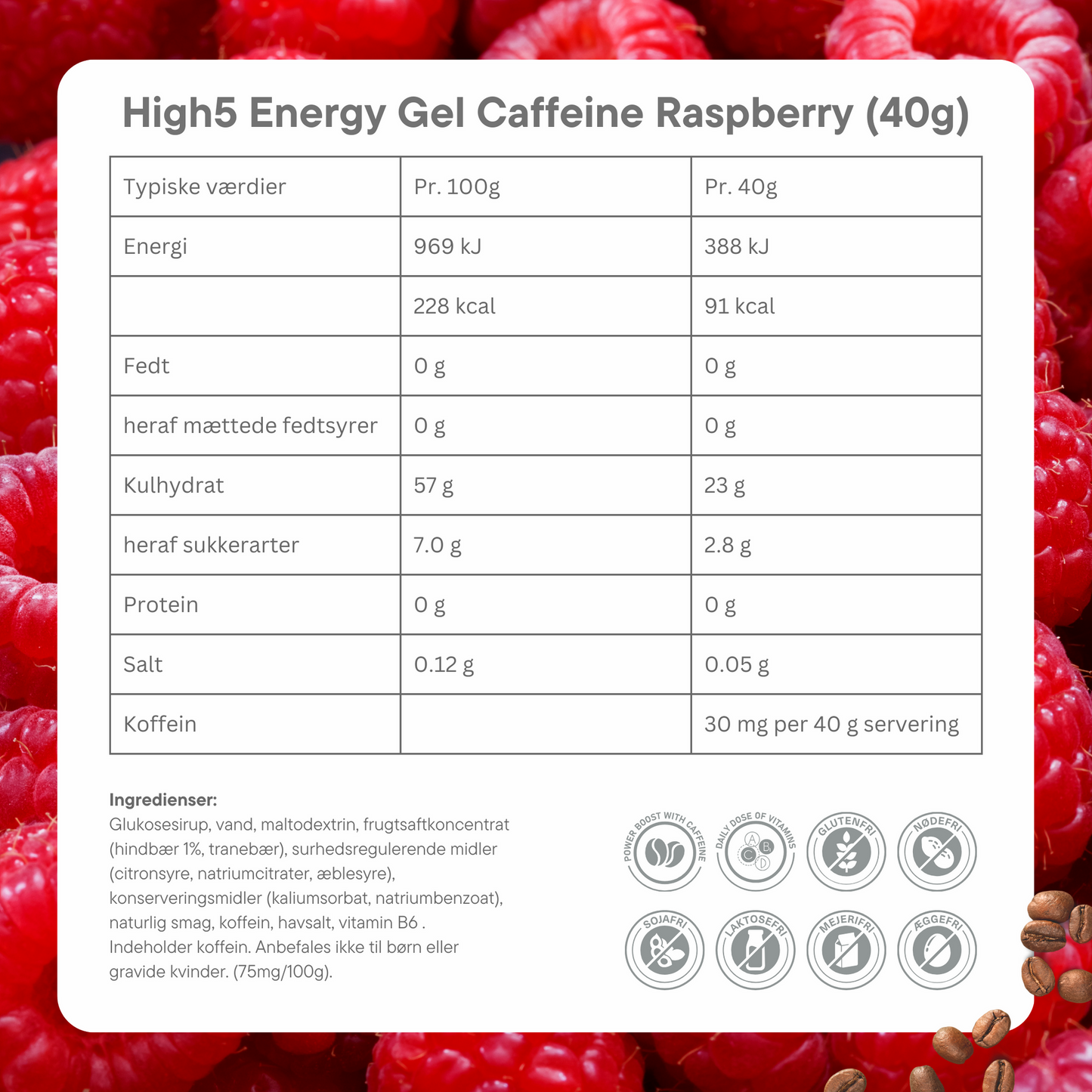 High5 Energigel Koffein Raspberry (20x40g)