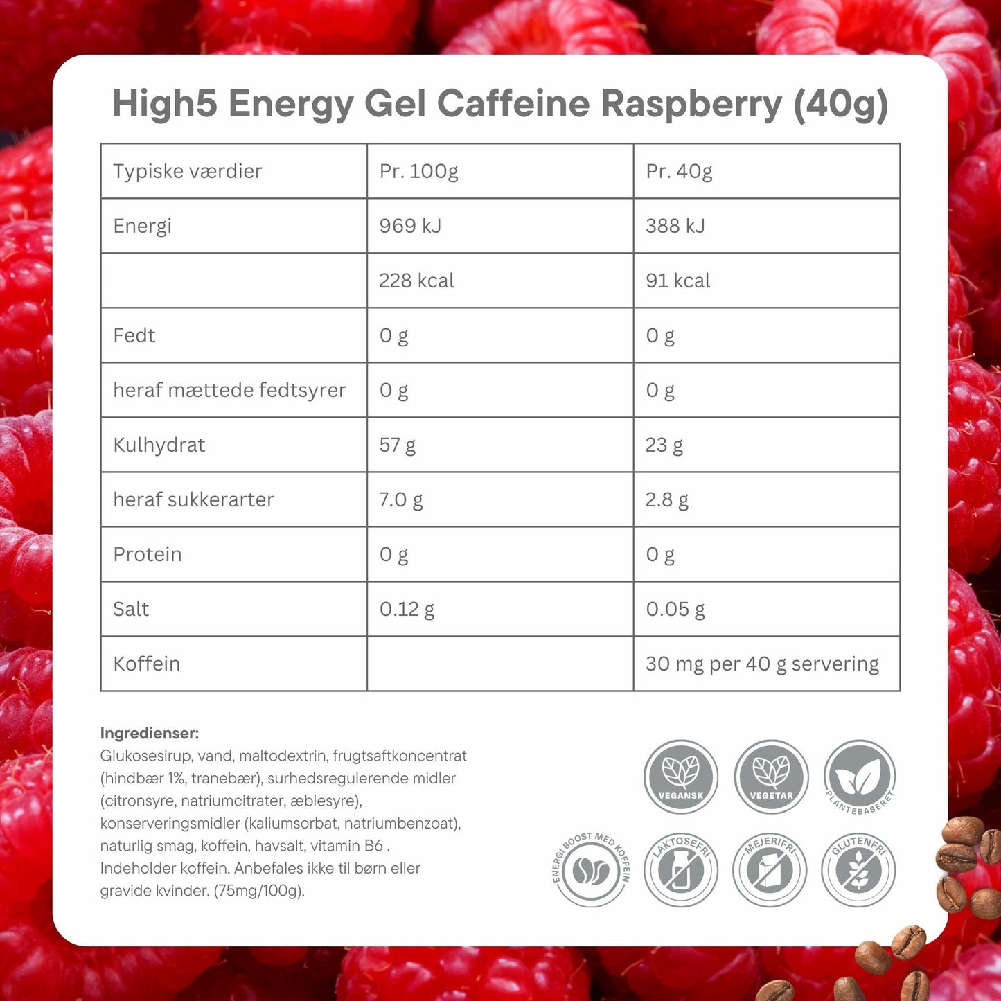 High5 Energigel Caffeine Raspberry 40 g