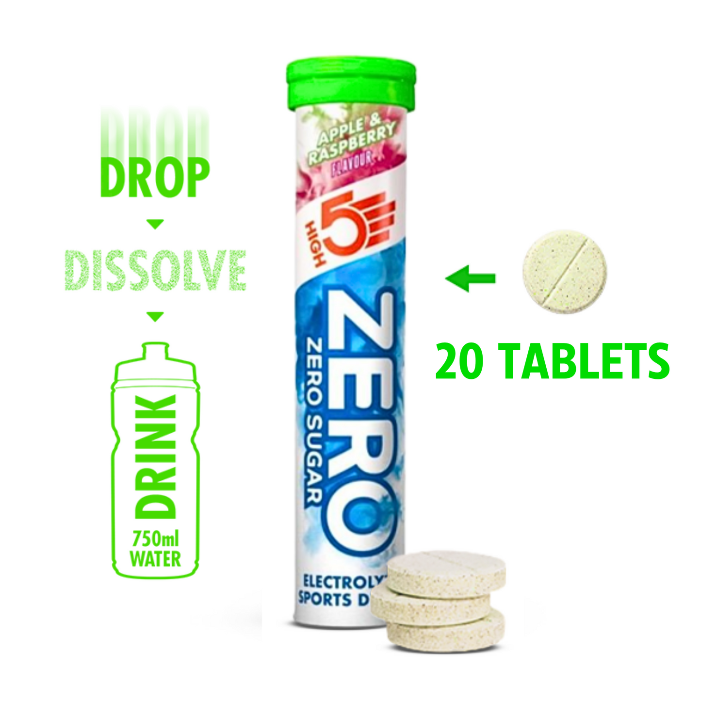 High5 Elektrolyttabs ZERO Apple & Raspberry (20 tabs)