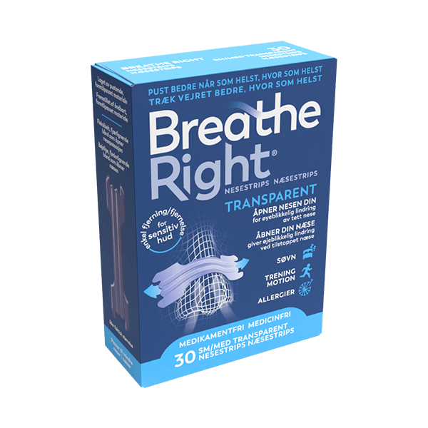 Breathe Right® Nasal strip – Sensitive Transparent 30 stk