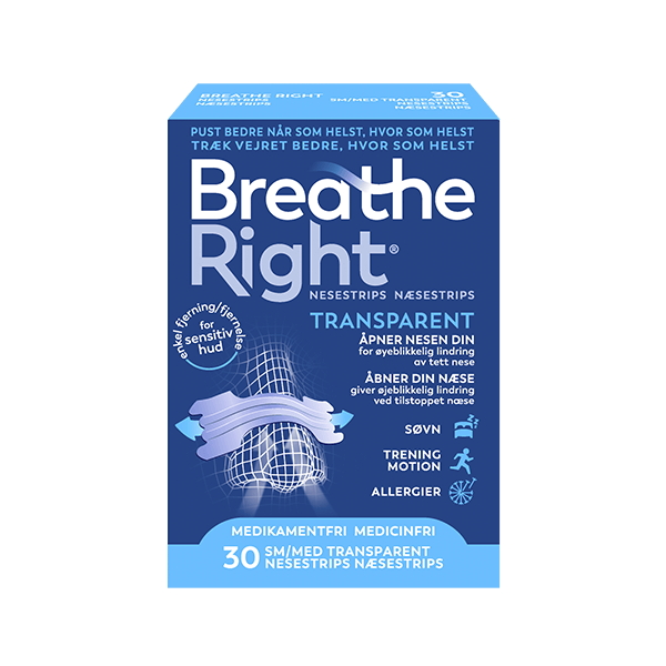 Breathe Right® Nasal strip – Sensitive Transparent 30 stk