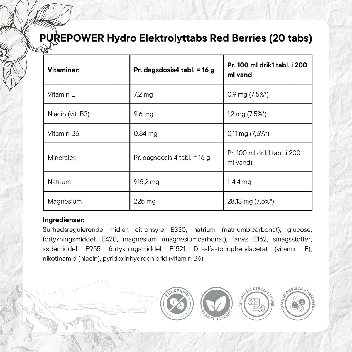 PurePower Elektrolyttabs Red Berries (20 tabs)