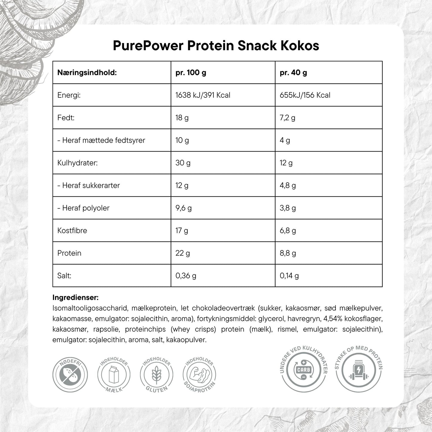 PurePower Proteinbar Coconut Chocolate coated (40g)