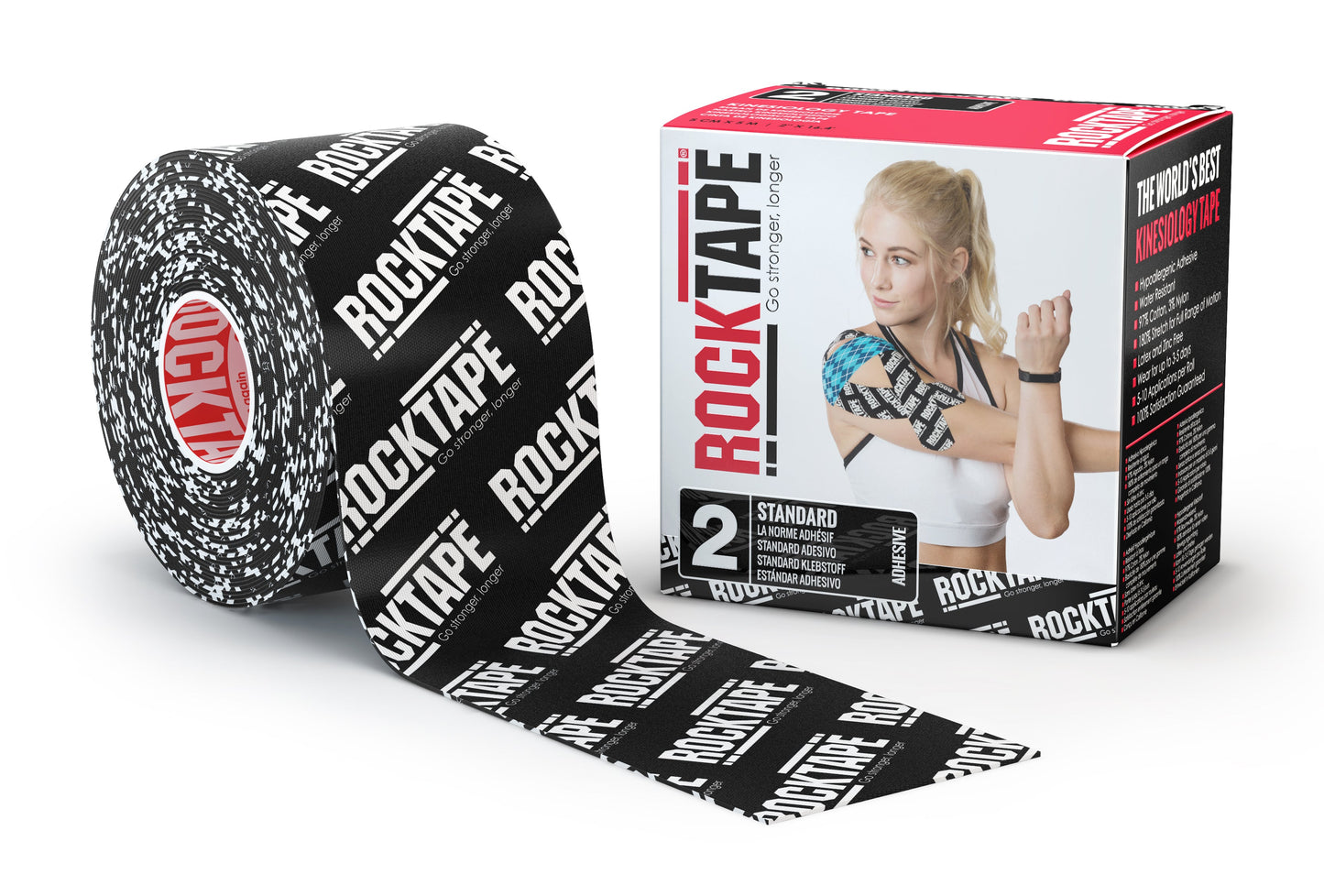 RockTape Kinesiologi tape 5cm x 5m Logo Sort