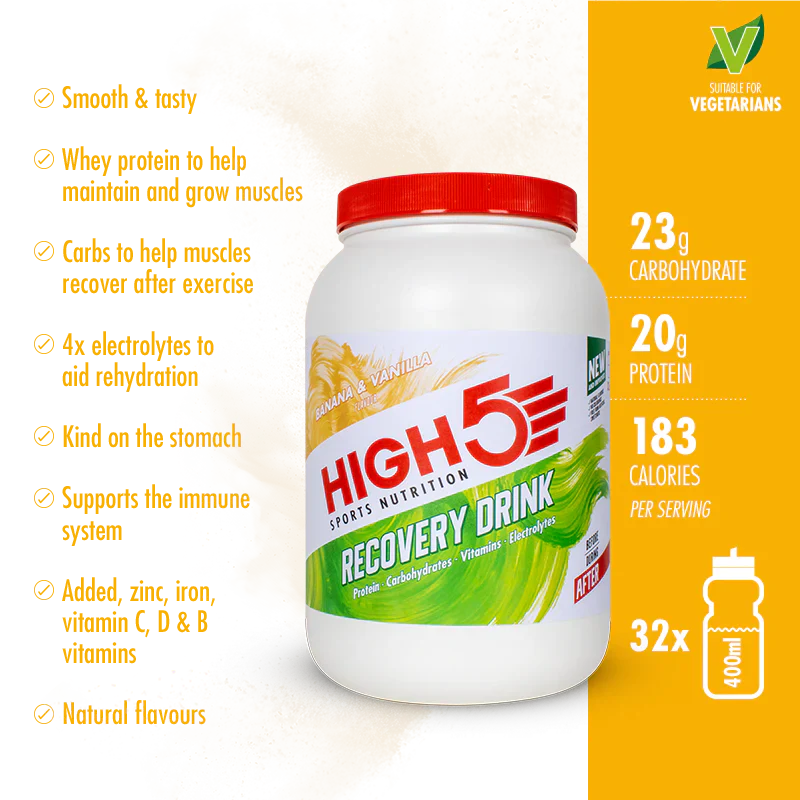 High5 Proteindrik Recovery Banan og Vanille 1.6 kg