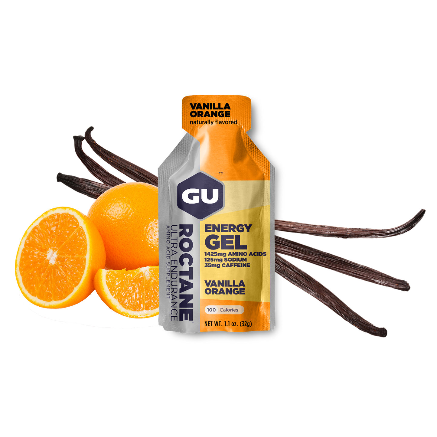 GU Energy Energigel Roctane Vanilla Orange med Koffein (24 x 32g)